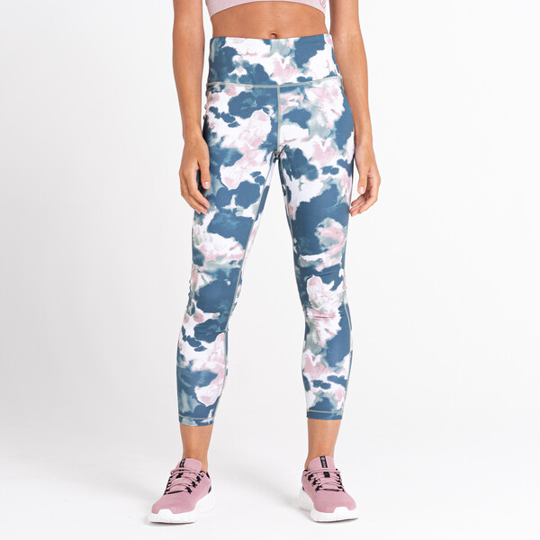 women's blue, white and pink gym leggings