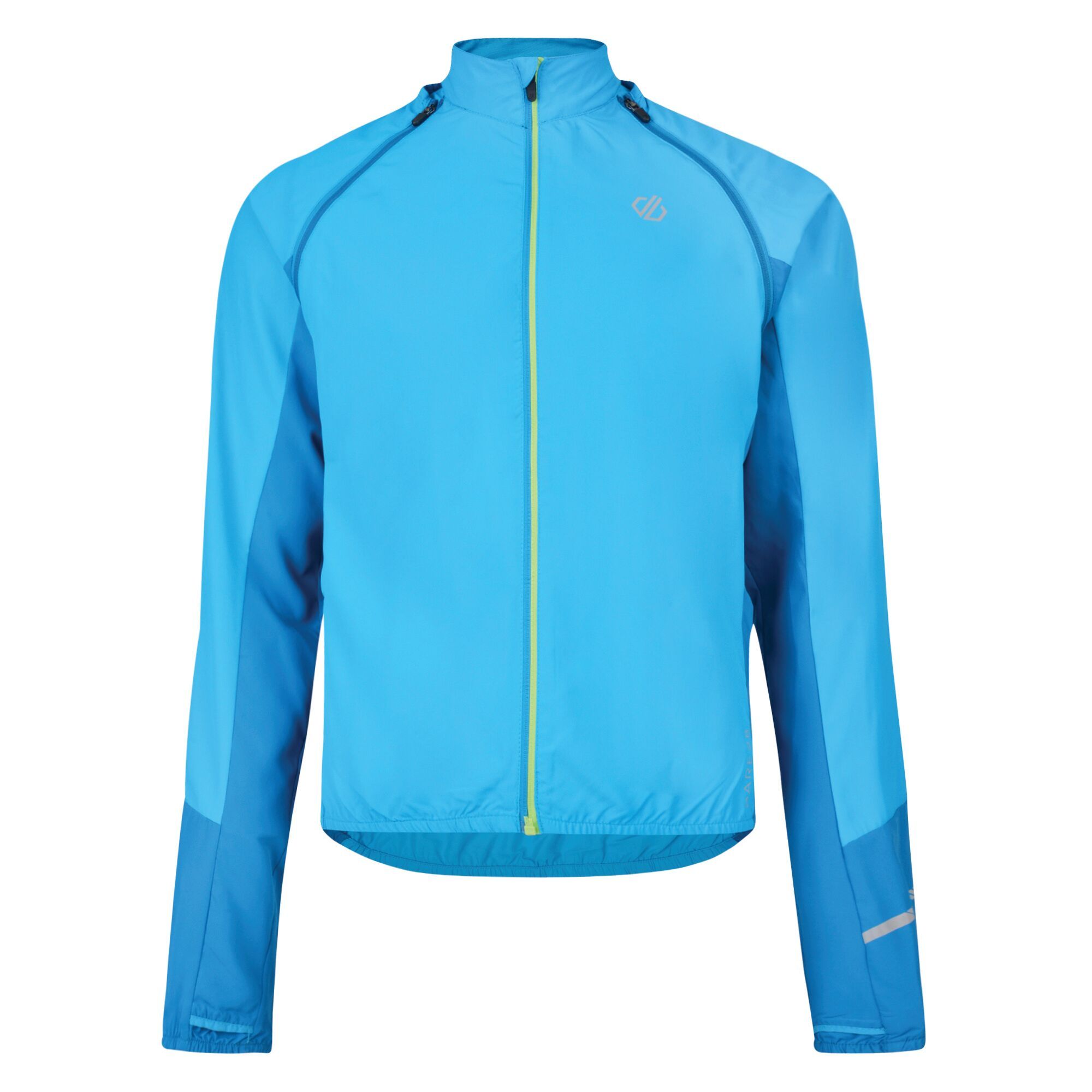 blue water resistant running jacket